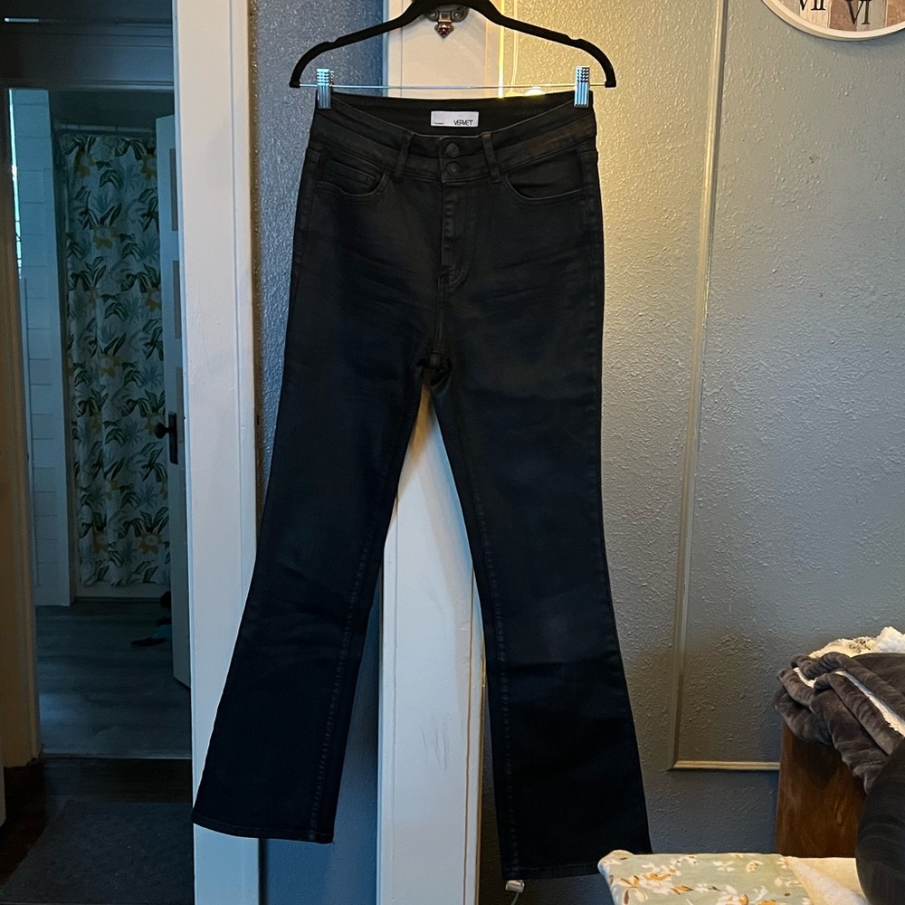 Black pleather coated jeans